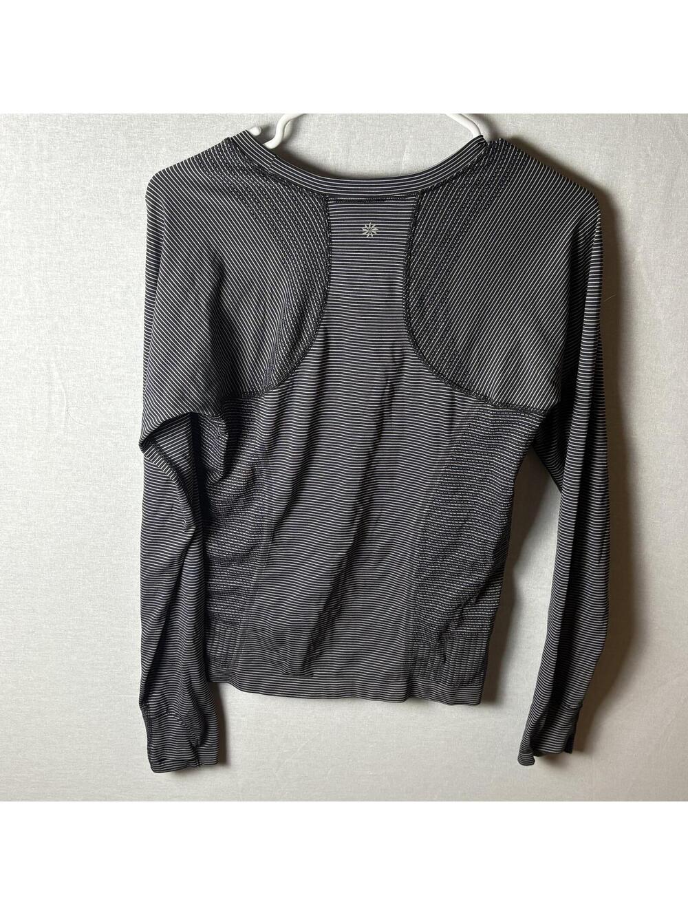Athleta Black & White Striped Long Sleeve Athletic Top Small